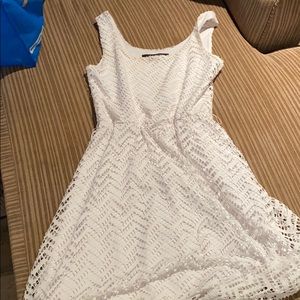 White tank dress with lace overlay